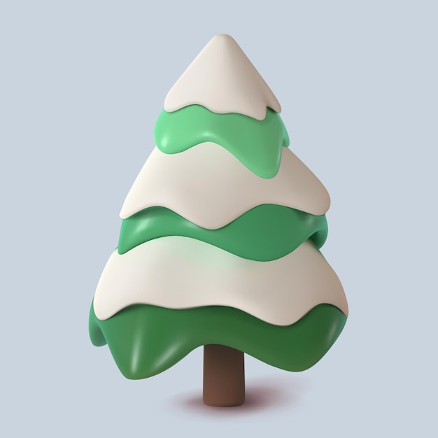 Resumen árbol de navidad en la nieve vector 3d ilustración feliz año nuevo y feliz navidad