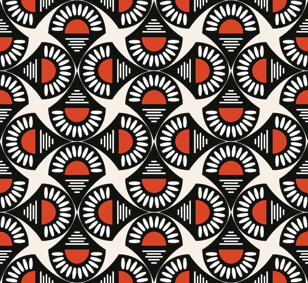 Resumen Art Déco Atardecer Vector Patrones Sin Fisuras Diseño Geométrico Minimalista