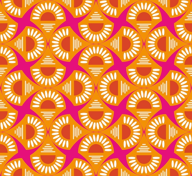 Resumen Art Déco Atardecer Vector Patrones Sin Fisuras Diseño Geométrico Minimalista