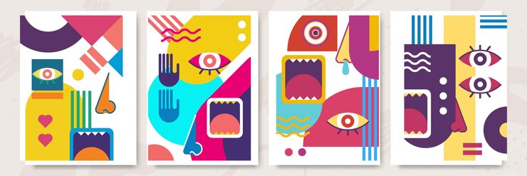 Vector resumen arte pop collage surrealismo cara diseño vector ilustración diseñado para nft token papel tapiz cartel cripto punk estética cartel nft token en cripto ilustraciones para blockchain arte digital