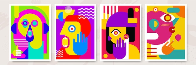 Resumen arte pop collage surrealismo cara diseño vector ilustración Diseñado para NFT token papel tapiz cartel cripto punk estética cartel NFT token en cripto ilustraciones para blockchain arte digital