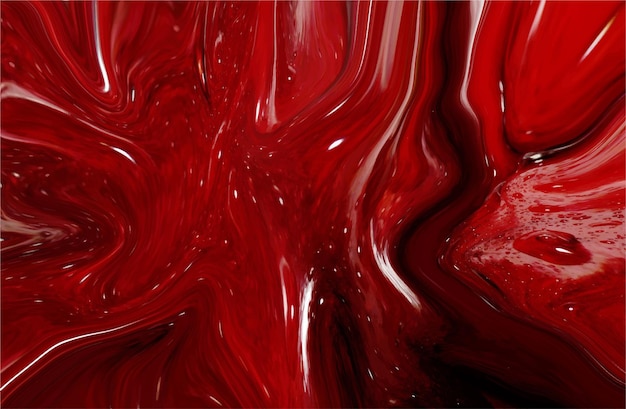 Resumen artístico brillante salpica el fondo líquido de textura de color brillante con color rojo
