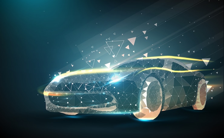 Vector resumen automático, estructura metálica de baja poli,