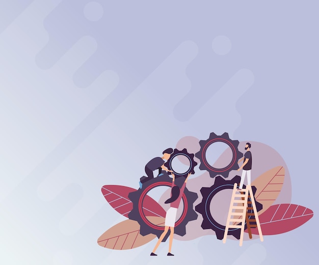 Resumen ayudando a construir la sociedad comunitaria trabajando juntos ilustración del concepto proyecto de ciencia