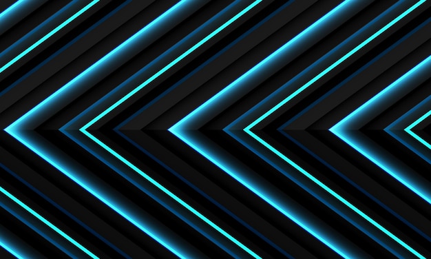 Resumen azul luz neón gris metal negro flecha diseño moderno futuro tecnología fondo vector