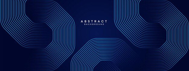 Resumen azul marino oscuro ondeando círculos líneas tecnología fondo degradado moderno con líneas brillantes forma geométrica brillante y diagonal para portada de folleto cartel banner encabezado del sitio web