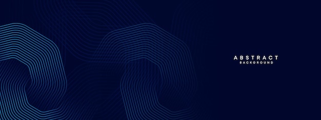 Resumen azul marino oscuro ondeando círculos líneas tecnología fondo degradado moderno con líneas brillantes forma geométrica brillante y diagonal para portada de folleto cartel banner encabezado del sitio web