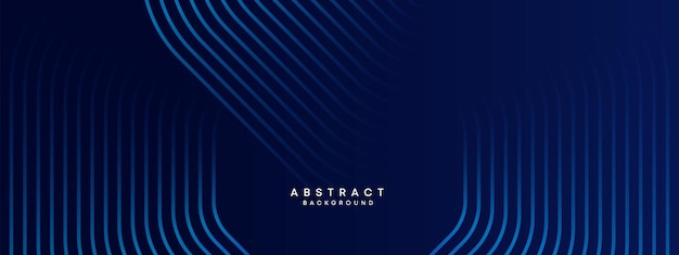 Resumen azul marino oscuro ondeando círculos líneas tecnología fondo degradado moderno con líneas brillantes forma geométrica brillante y diagonal para portada de folleto cartel banner encabezado del sitio web