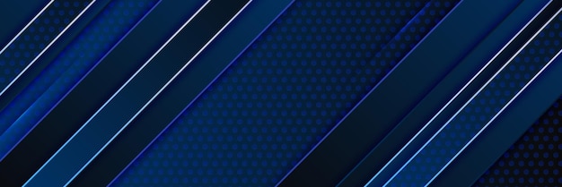 Resumen azul oscuro metálico carbono neutral superposición luz hexágono malla diseño moderno lujo futurista tecnología fondo Juego tecnología amplia banner vector ilustración