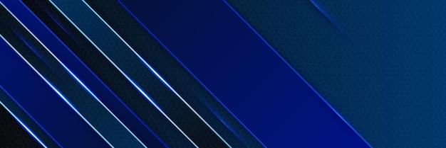 Resumen azul oscuro metálico carbono neutral superposición luz hexágono malla diseño moderno lujo futurista tecnología fondo Juego tecnología amplia banner vector ilustración