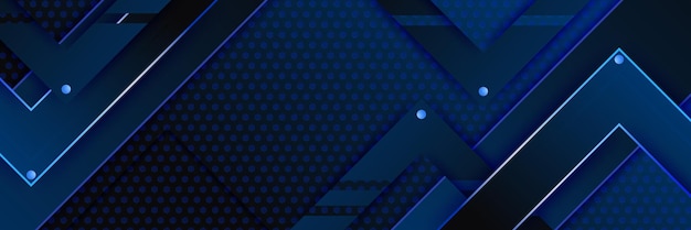 Resumen azul oscuro metálico carbono neutral superposición luz hexágono malla diseño moderno lujo futurista tecnología fondo Juego tecnología amplia banner vector ilustración