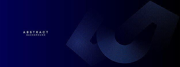 Resumen azul oscuro ondeando círculos líneas tecnología forma geométrica y fondo diagonal
