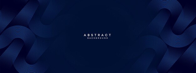 Resumen azul oscuro ondeando círculos líneas tecnología forma geométrica y fondo diagonal