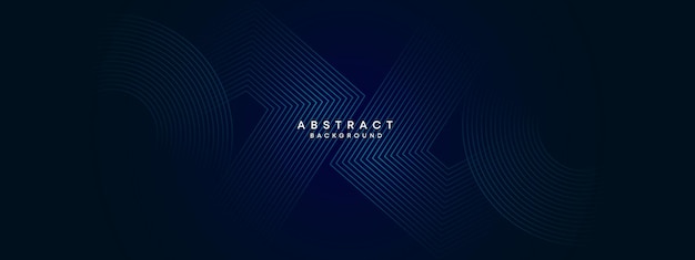 Resumen azul oscuro ondeando círculos líneas tecnología forma geométrica y fondo diagonal
