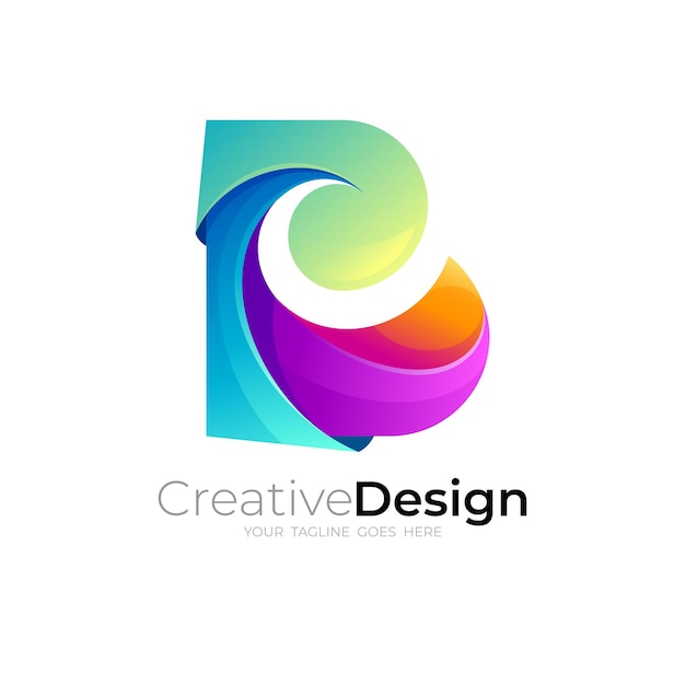 Resumen b logo vector 3d plantilla de diseño colorido