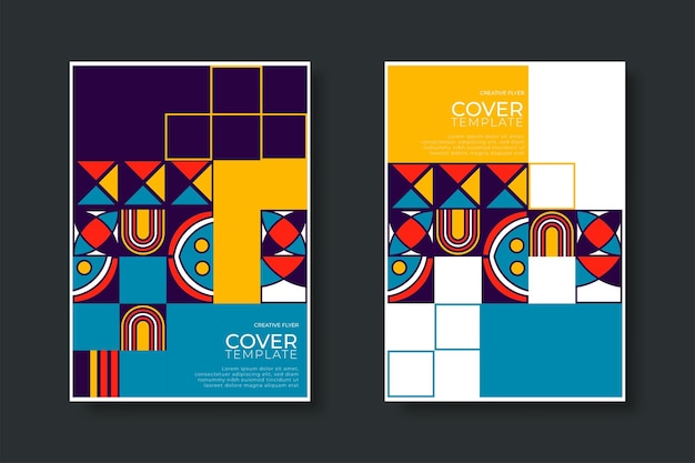 Resumen Bauhaus patrón geométrico fondo vector círculo triángulo y líneas cuadradas color arte diseño Colorido Bauhaus patrón fondo