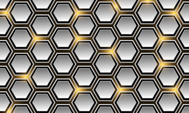 Resumen blanco negro hexágono amarillo luz potencia cibernética tecnología futurista moderno vector de fondo