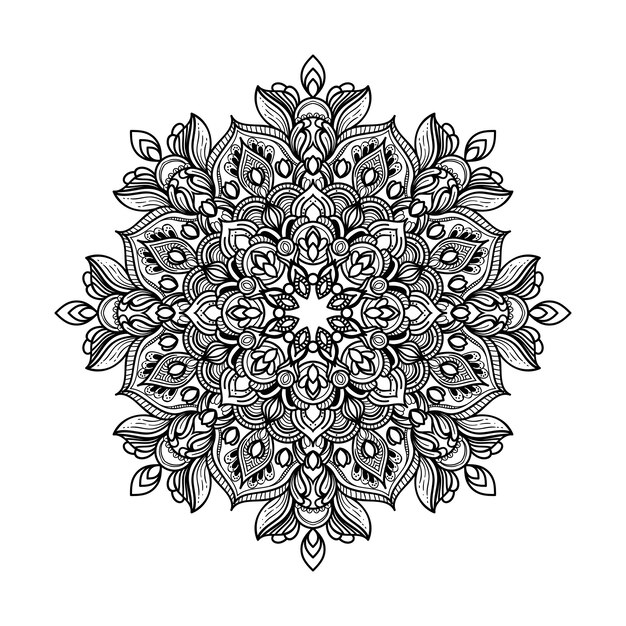 RESUMEN BLANCO Y NEGRO MANDALA ART ESTILO DE ESQUEMA