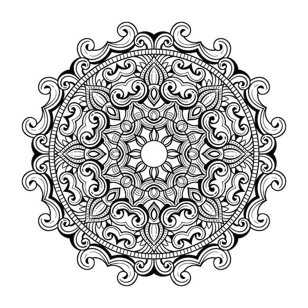 Resumen blanco y negro mandala art estilo de esquema