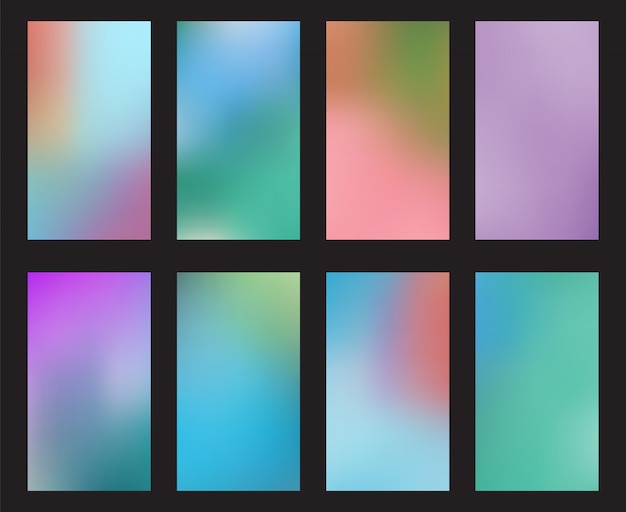 Vector resumen blured fondos teléfono inteligente pantalla móvil conjunto de fondos de pantalla