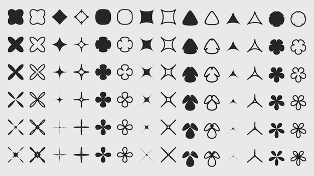 Resumen brutalismo geometría formas elemento diseño conjunto vector ilustraciónStreetwear y2k anti diseño