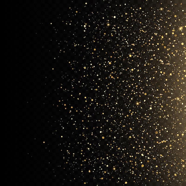 Resumen caída de luces doradas polvo de oro mágico y fondo de brillo resplandor