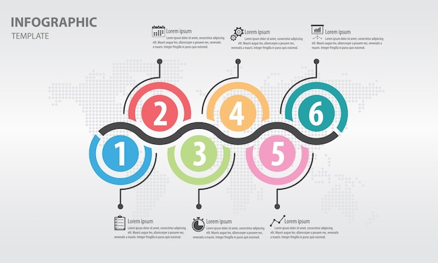 Vector resumen círculo infografía 6 opciones