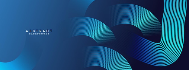 resumen Círculos brillantes ondulados de color azul oscuro líneas de decoración tecnología de partículas fondo vectorial