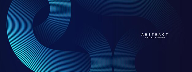 resumen Círculos brillantes ondulados de color azul oscuro líneas de decoración tecnología de partículas fondo vectorial