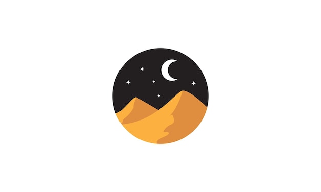 Resumen colina desierto con luna logo vector símbolo icono diseño gráfico ilustración