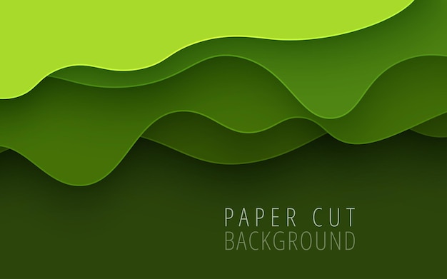 Resumen color verde dinámico ondulado superposición capas papercut fondo eps10 vector