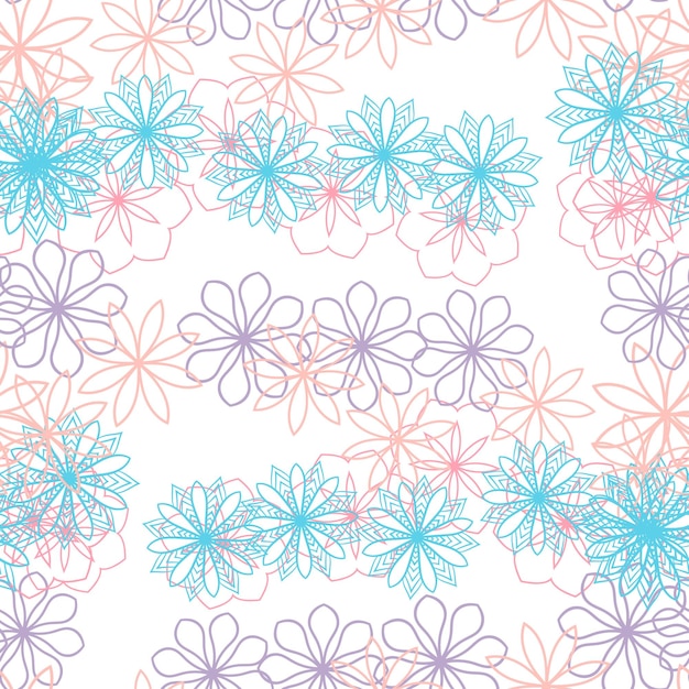 Resumen colorido desordenado garabato flor de patrones sin fisuras. Fondo floral de fantasía. florete ditsy