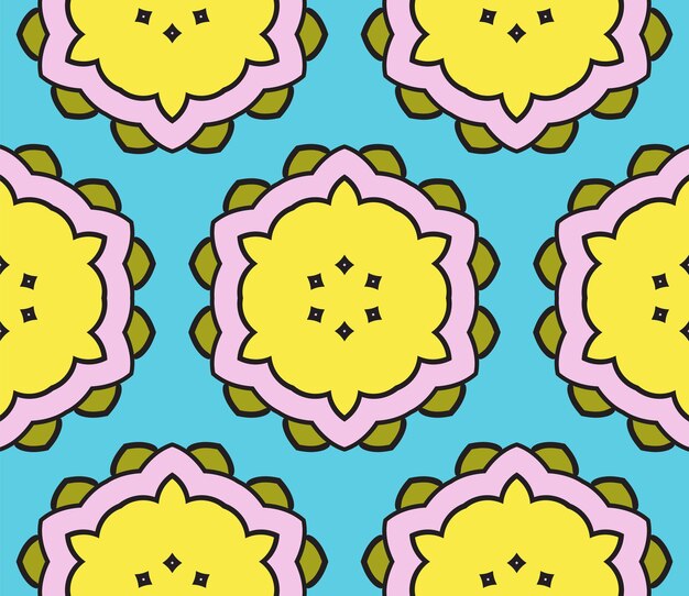 Resumen colorido doodle flor de patrones sin fisuras. Fondo de flores. Mosaico, azulejo