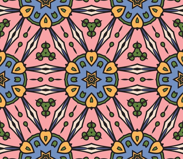 Resumen colorido doodle flor de patrones sin fisuras. Fondo de flores. Mosaico, azulejo