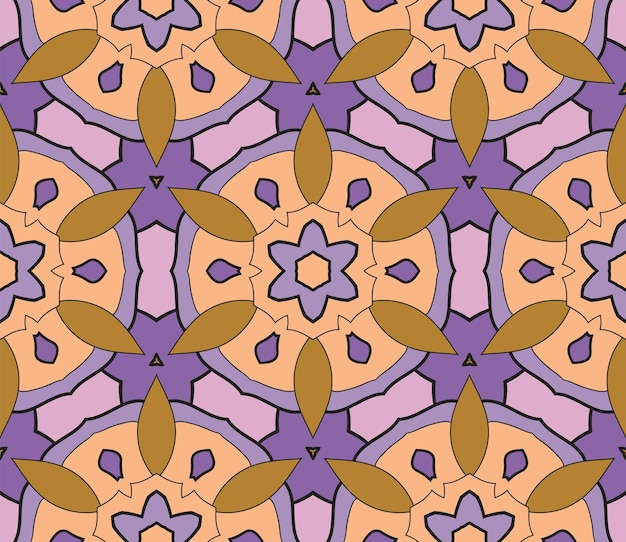 Resumen colorido doodle flor de patrones sin fisuras. Fondo geométrico floral. Mosaico, azulejo