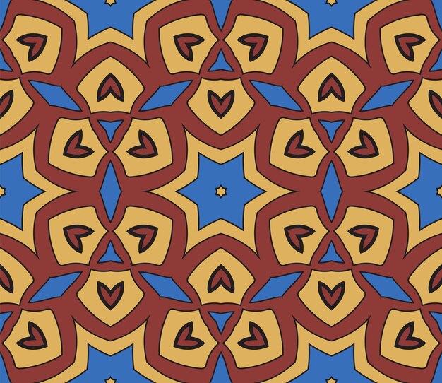 Resumen colorido doodle flor de patrones sin fisuras. Fondo geométrico floral. Mosaico, azulejo