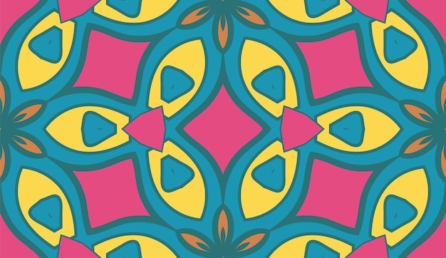 Resumen colorido doodle flor de patrones sin fisuras. Fondo geométrico floral. Mosaico, azulejo