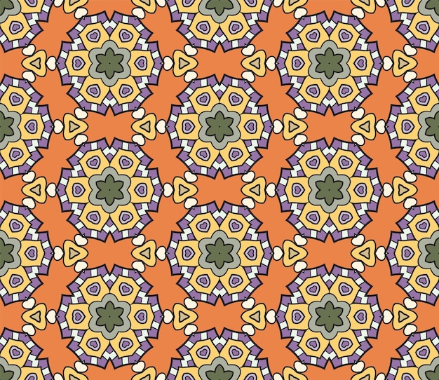 Resumen colorido garabato flor geométrica de patrones sin fisuras. Fondo de flores. Mosaico