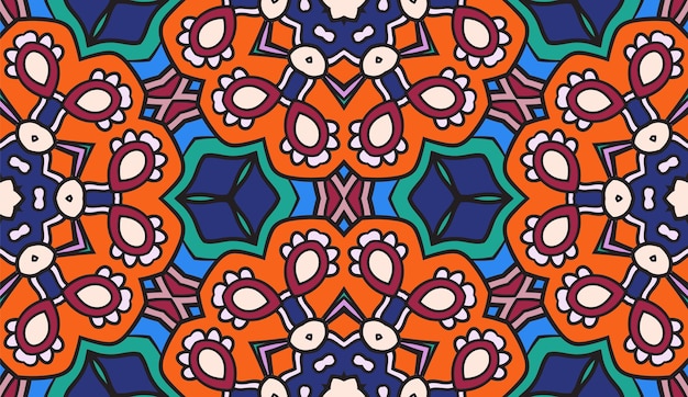 Resumen colorido garabato flor geométrica de patrones sin fisuras. Fondo de flores. Mosaico