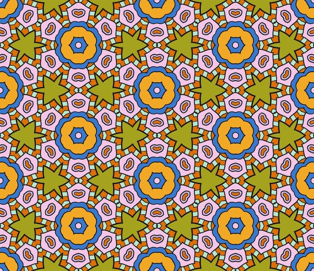 Resumen colorido garabato flor geométrica de patrones sin fisuras. Fondo de flores. Mosaico