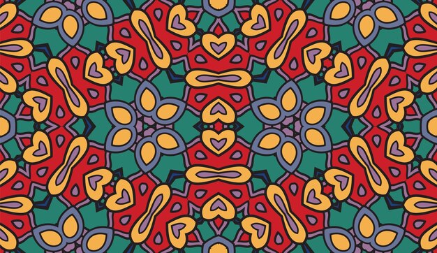 Resumen colorido garabato flor geométrica de patrones sin fisuras. Fondo de flores. Mosaico