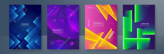 Resumen colorido gradiente de moda que fluye textura de fondo de patrón geométrico para el diseño de portada de carteles Plantilla de banner de gradiente de color mínimo Forma de onda vectorial moderna para folletos y redes sociales