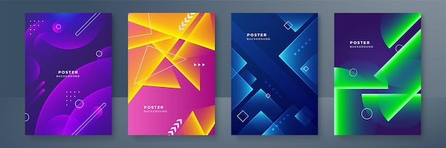 Resumen colorido gradiente de moda que fluye textura de fondo de patrón geométrico para el diseño de portada de carteles Plantilla de banner de gradiente de color mínimo Forma de onda vectorial moderna para folletos y redes sociales
