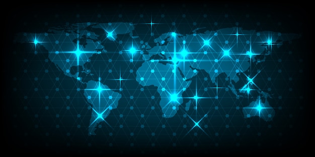 Vector resumen del concepto de red de mapa mundial de negocios globales