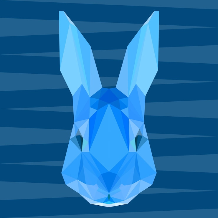 Vector resumen conejo poligonal mascota animal cara bozal retrato cabeza gráfica silueta símbolo icono
