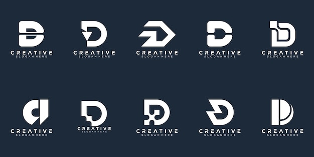 Vector resumen conjunto monograma letra d diseño de logotipo