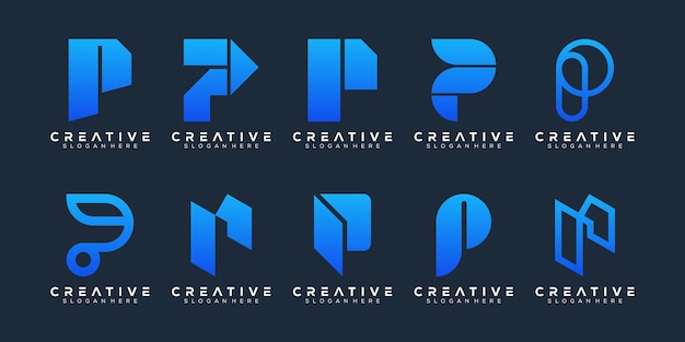 Resumen conjunto monograma letra p diseño de logotipo