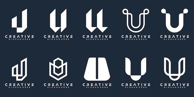 Resumen conjunto monograma letra u diseño de logotipo