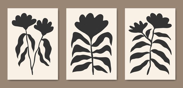 Resumen Contemporáneo de mediados de siglo moderno Hojas florales Plantilla de portada de cartel boho Mínimo y natural
