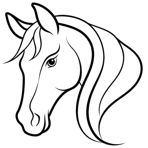 Resumen Contorno de la cabeza de caballo con líneas fluidas Vector de arte de líneas modernas
